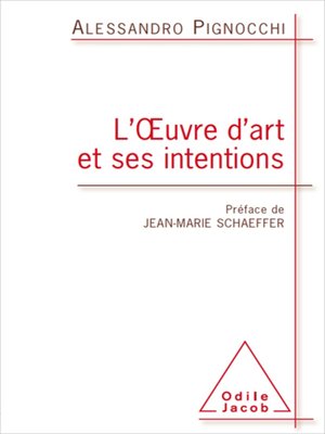 cover image of L' Œuvre d'art et ses intentions